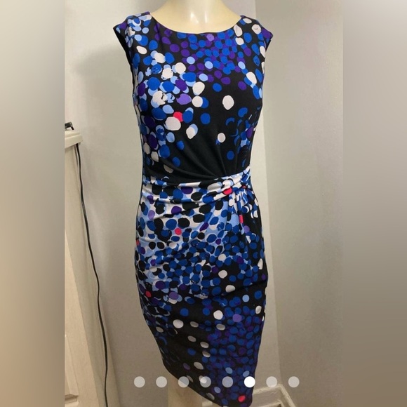 Anne Klein Elegant Polka Dot Sleeveless Dress - Picture 11 of 12